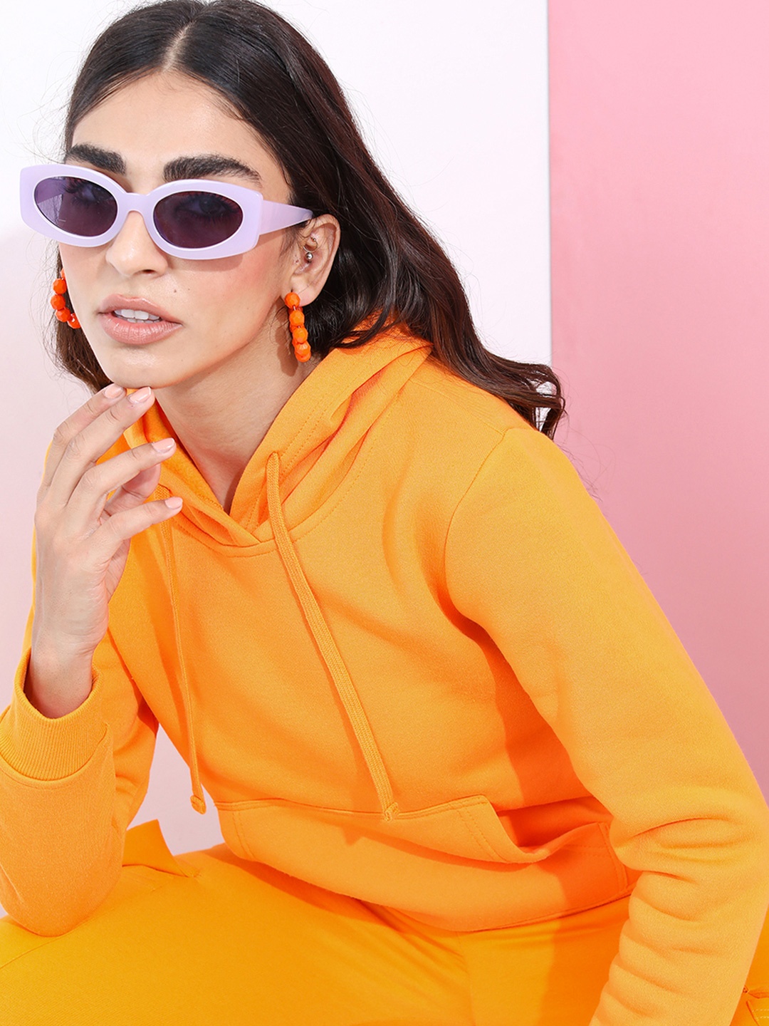 

Tokyo Talkies Women Hooded Sweatshirt, Orange