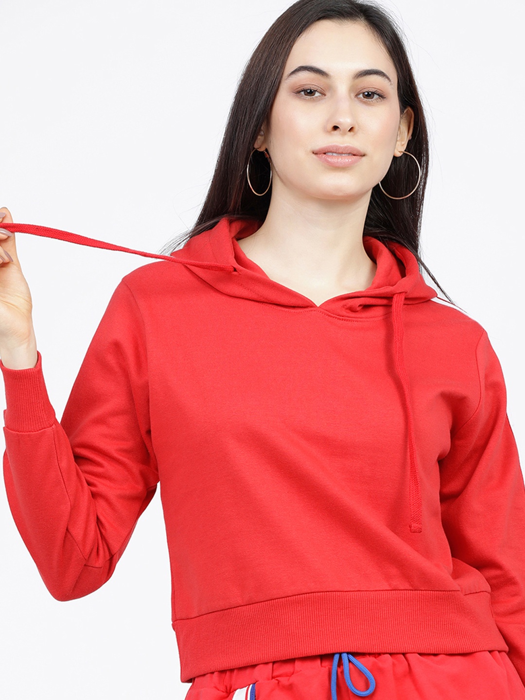 

Tokyo Talkies Women Hooded Sweatshirt, Red