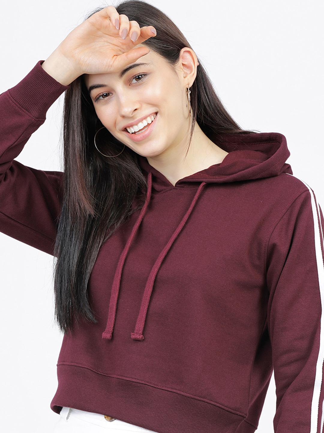 

Tokyo Talkies Women Hooded Sweatshirt, Burgundy