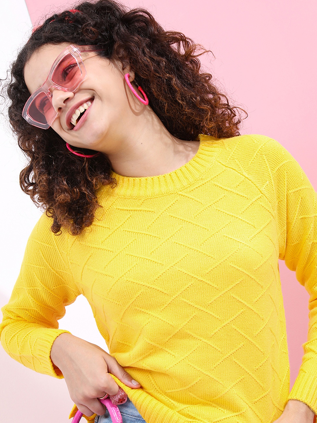 

Tokyo Talkies Women Cable Knit Pullover, Yellow