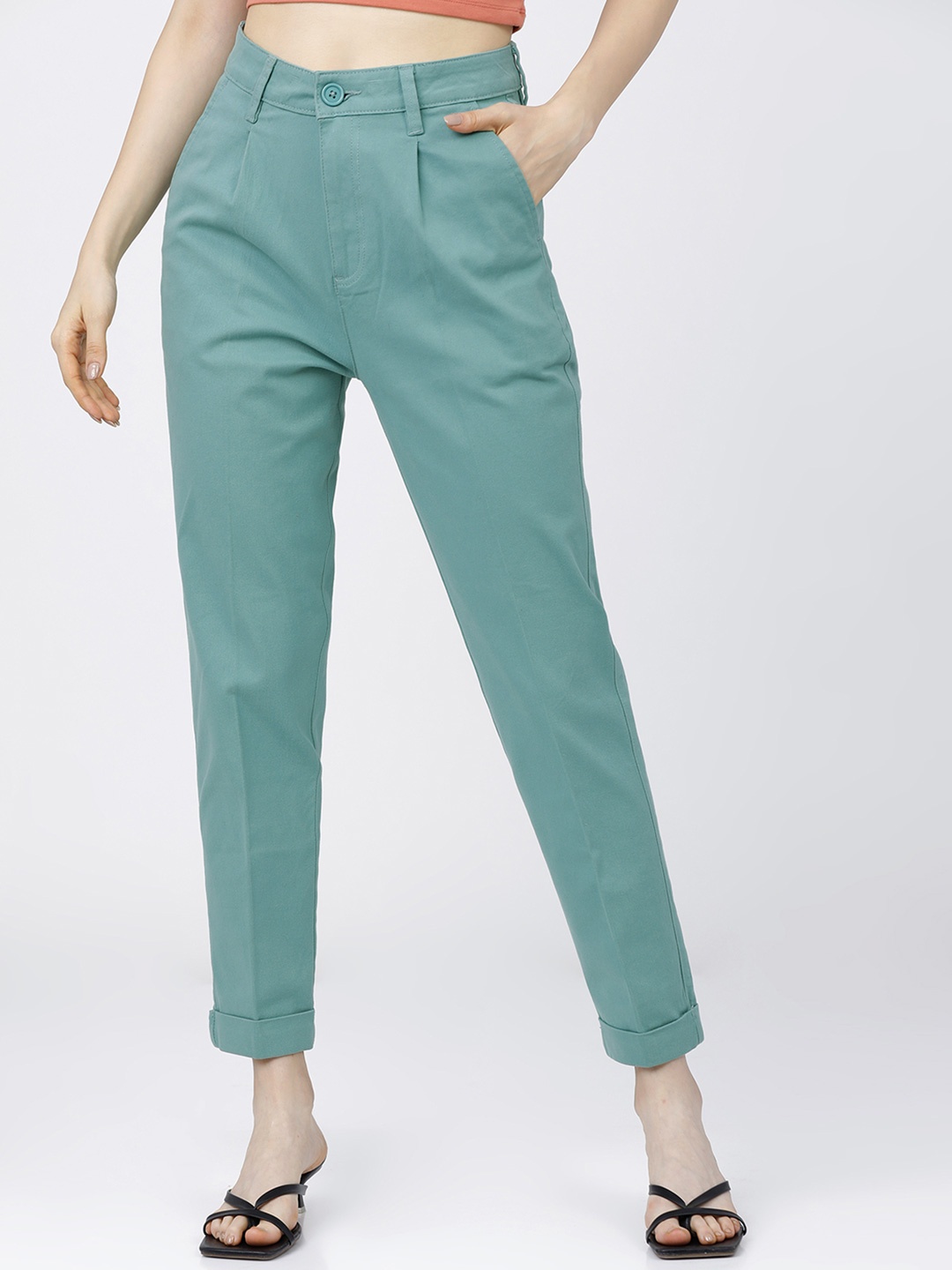

Tokyo Talkies Women Tapered Fit Trousers, Blue