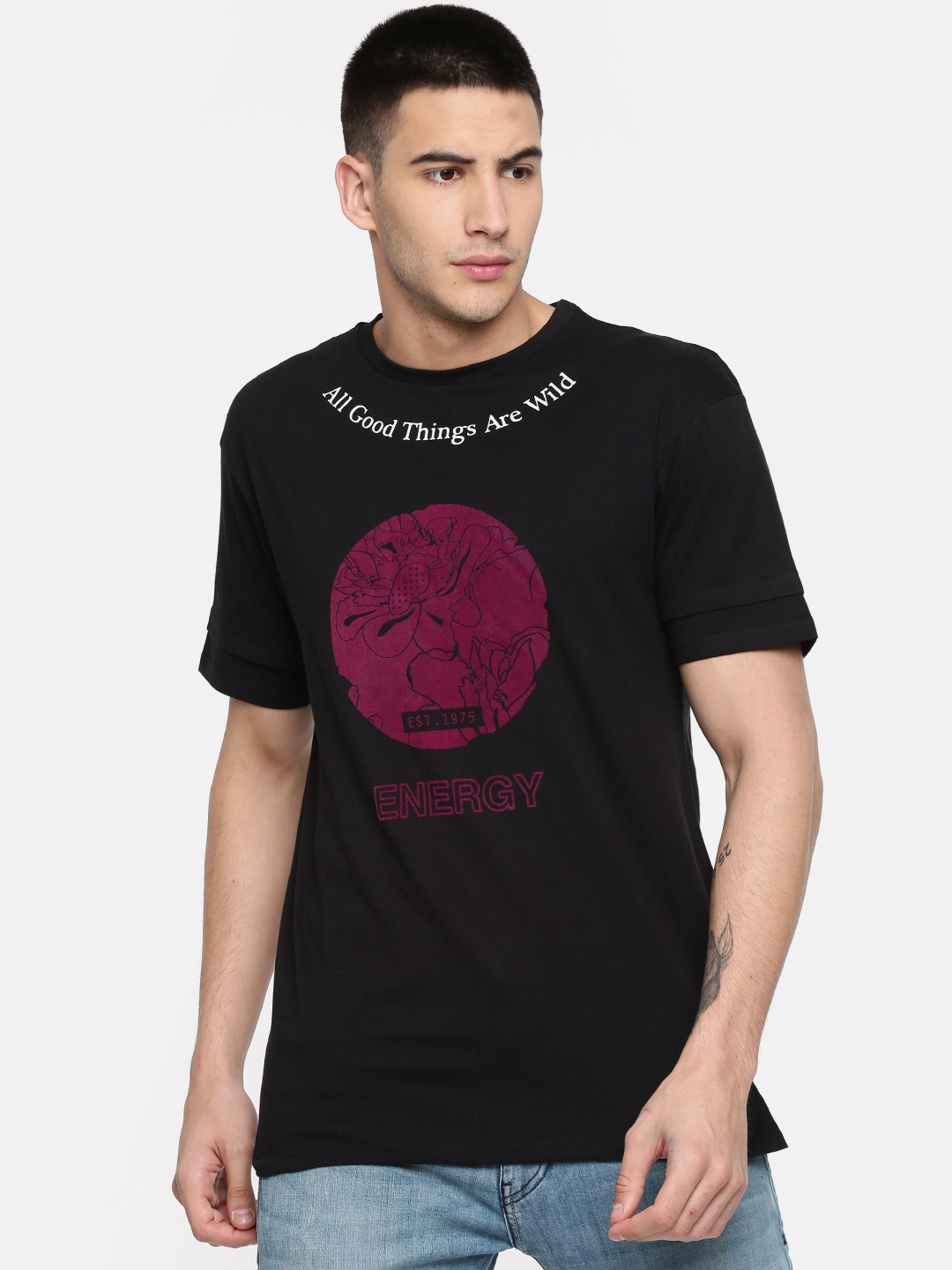 

Colt Men Black Printed Round Neck T-shirt
