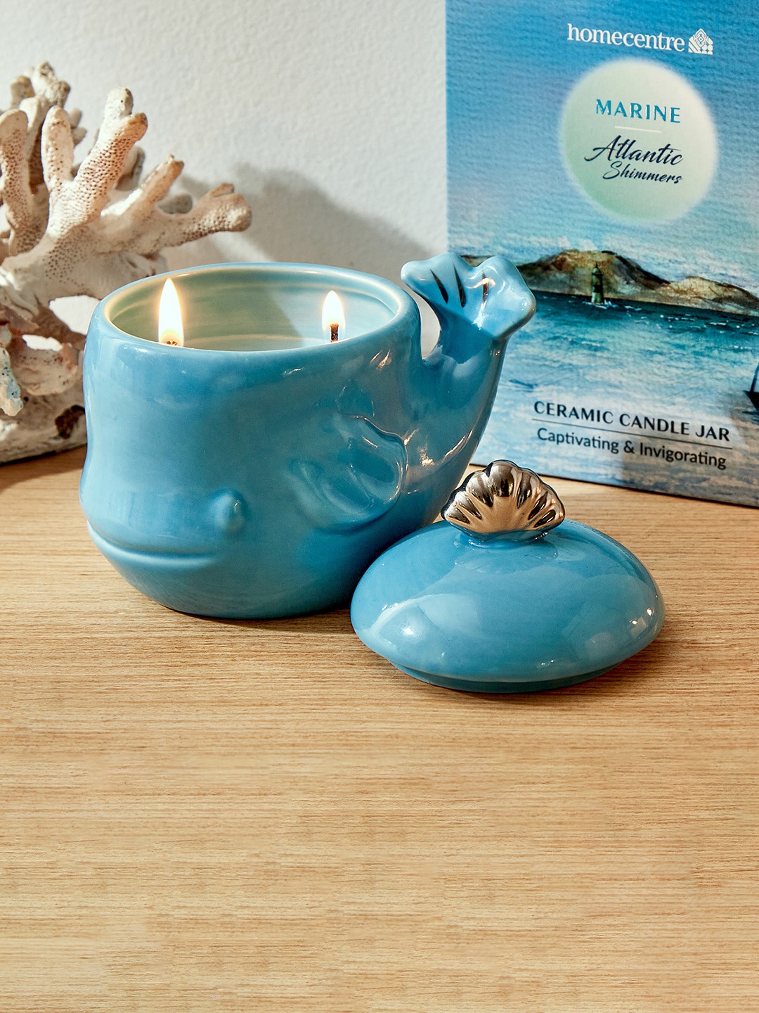 

Home Centre Redolence Blue Atlantic Shimmers Marine Scented Ceramic Jar Candle