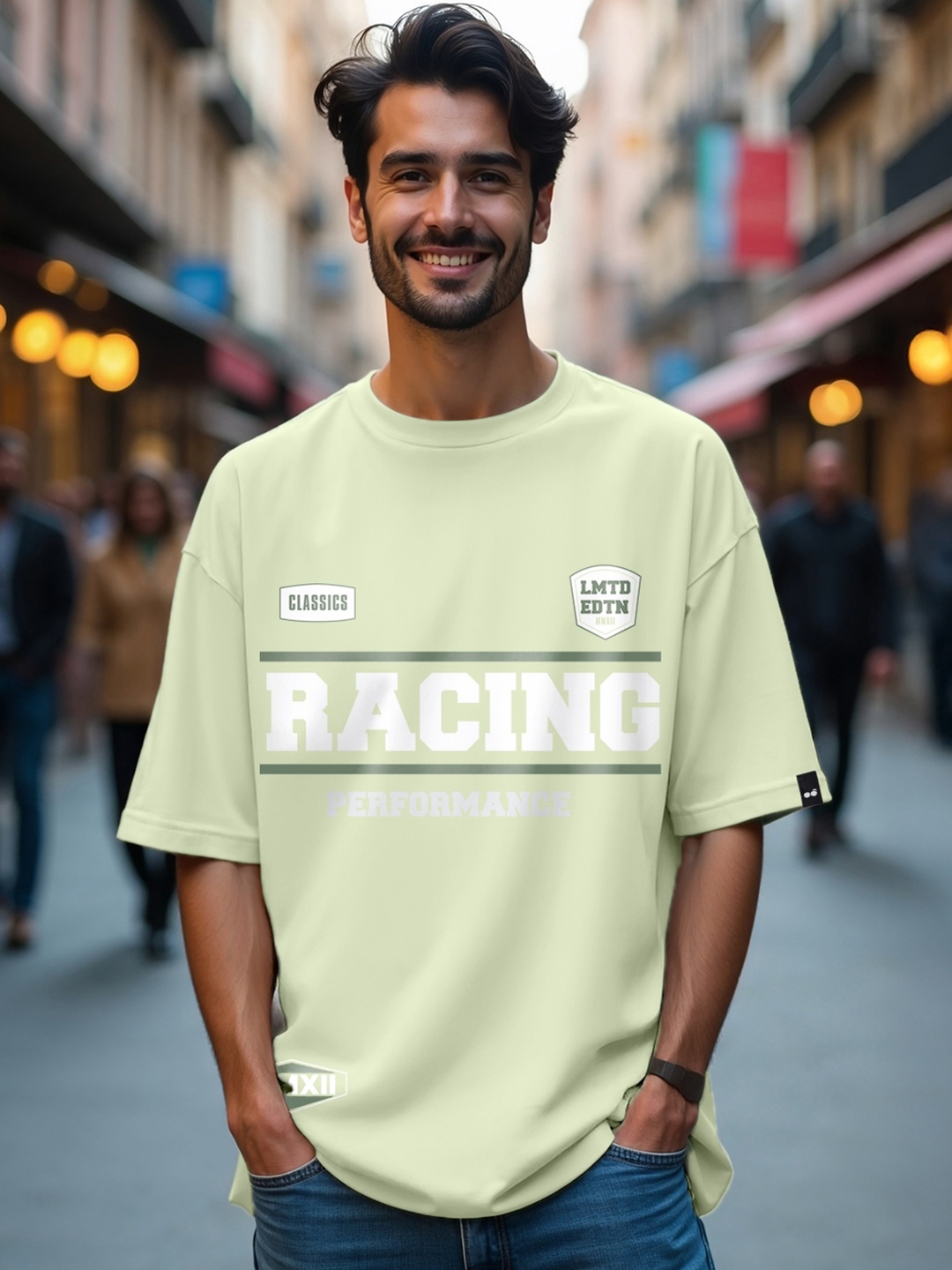 Bewakoof Men Snacc Graphic Printed Oversized T-shirt, Green