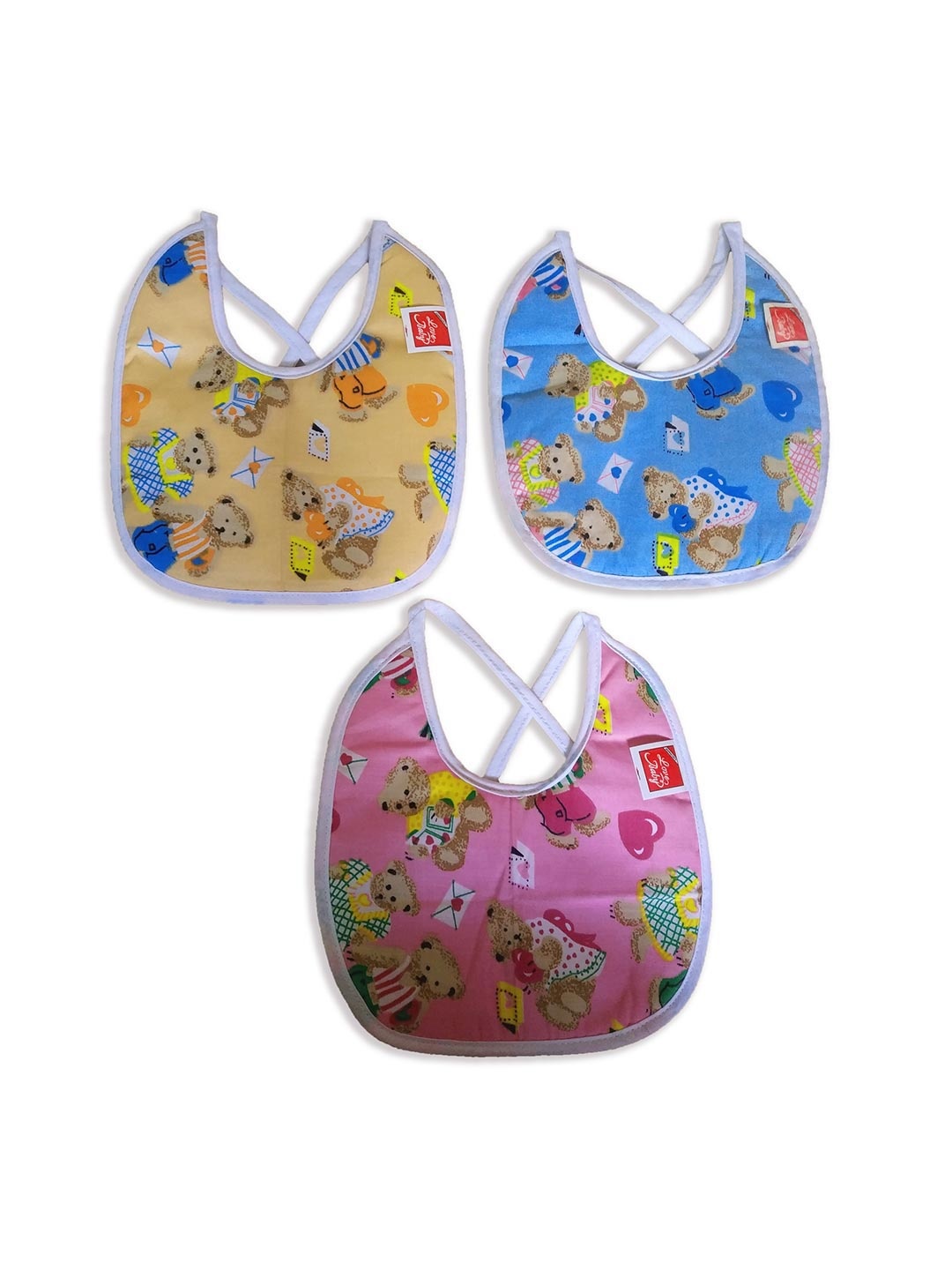 BAESD Pack Of 3 Assorted Printed Bibs Cloth from Love Baby, Pink