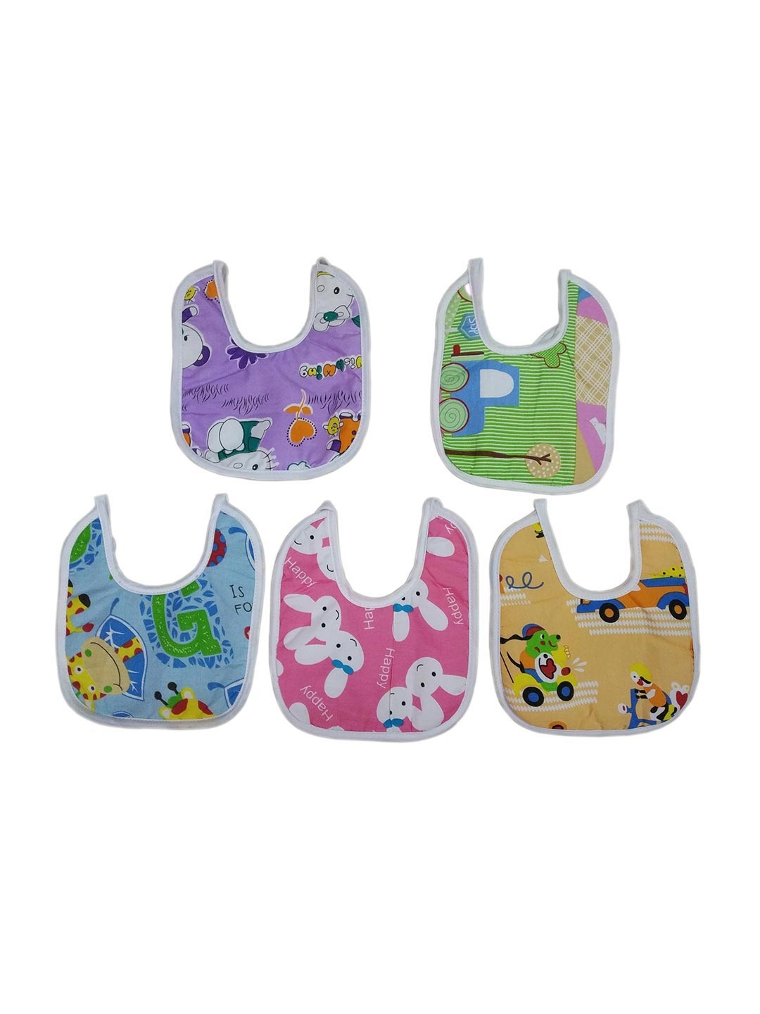 

BAESD Kids Pack Of 5 Printed Cotton Bibs, Blue