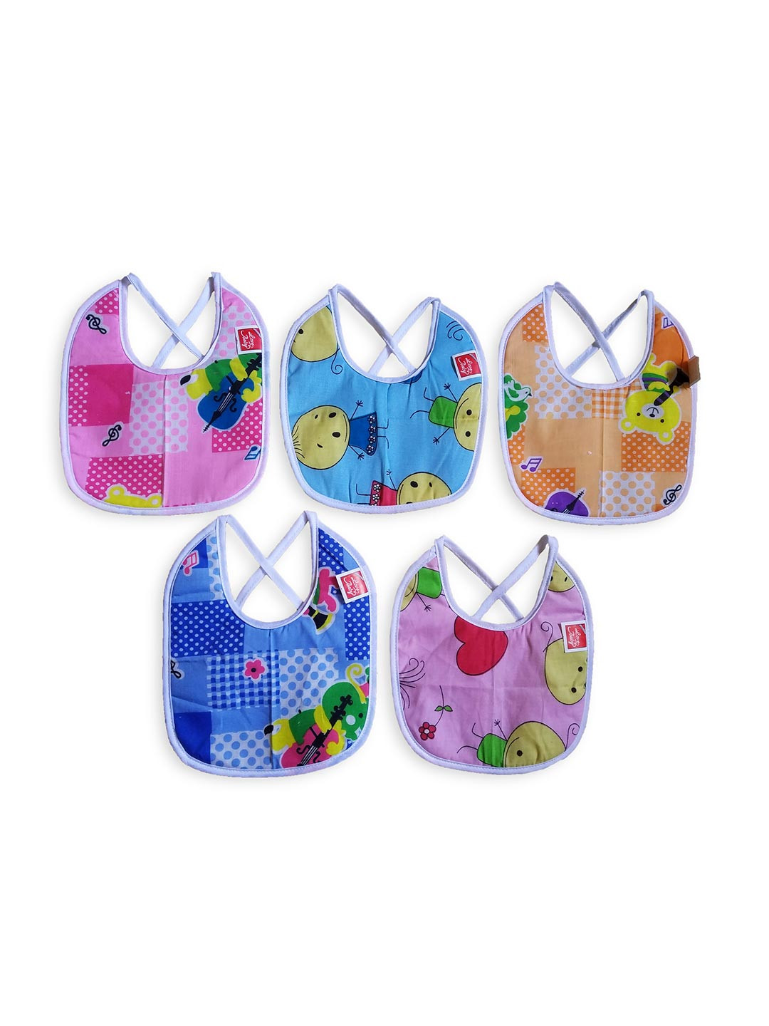 

BAESD Pack Of 5 Assorted Printed Cotton Bibs, Pink