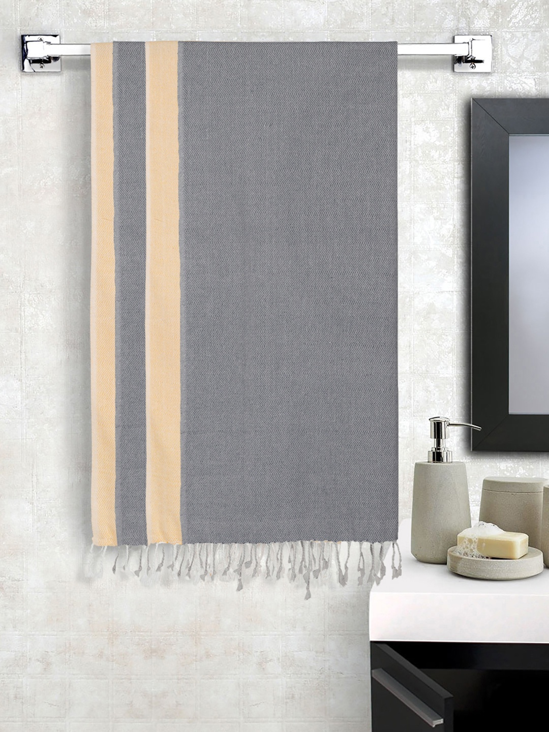 

KLOTTHE Grey & Beige 4 Pieces Pure Cotton 550 GSM Bath Towels