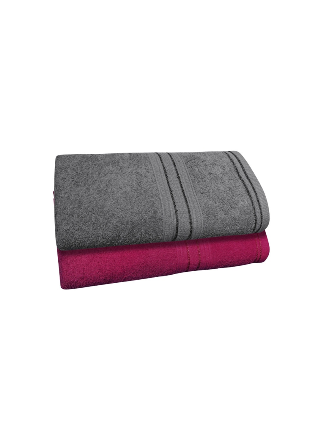 

Dreamscape Grey & Pink 2 Pieces Pure Cotton 550 GSM Bath Towel