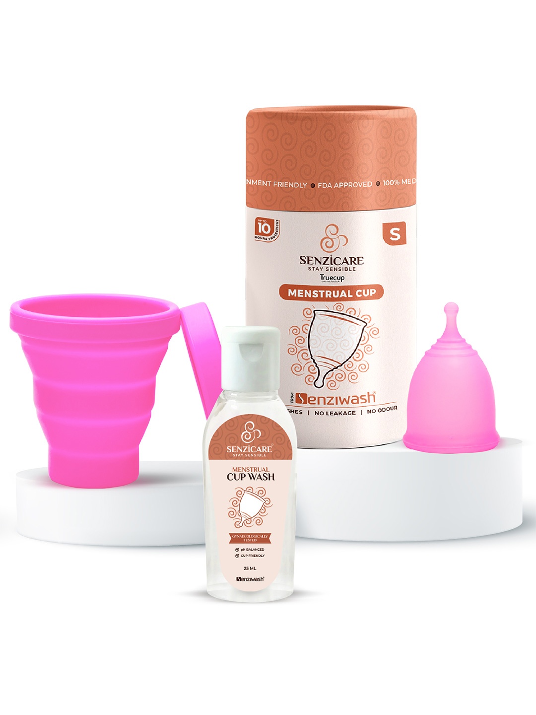 

Senzicare Set Of 3 Reusable Menstrual Cup, Cupwash With Sterilizer Case, Pink