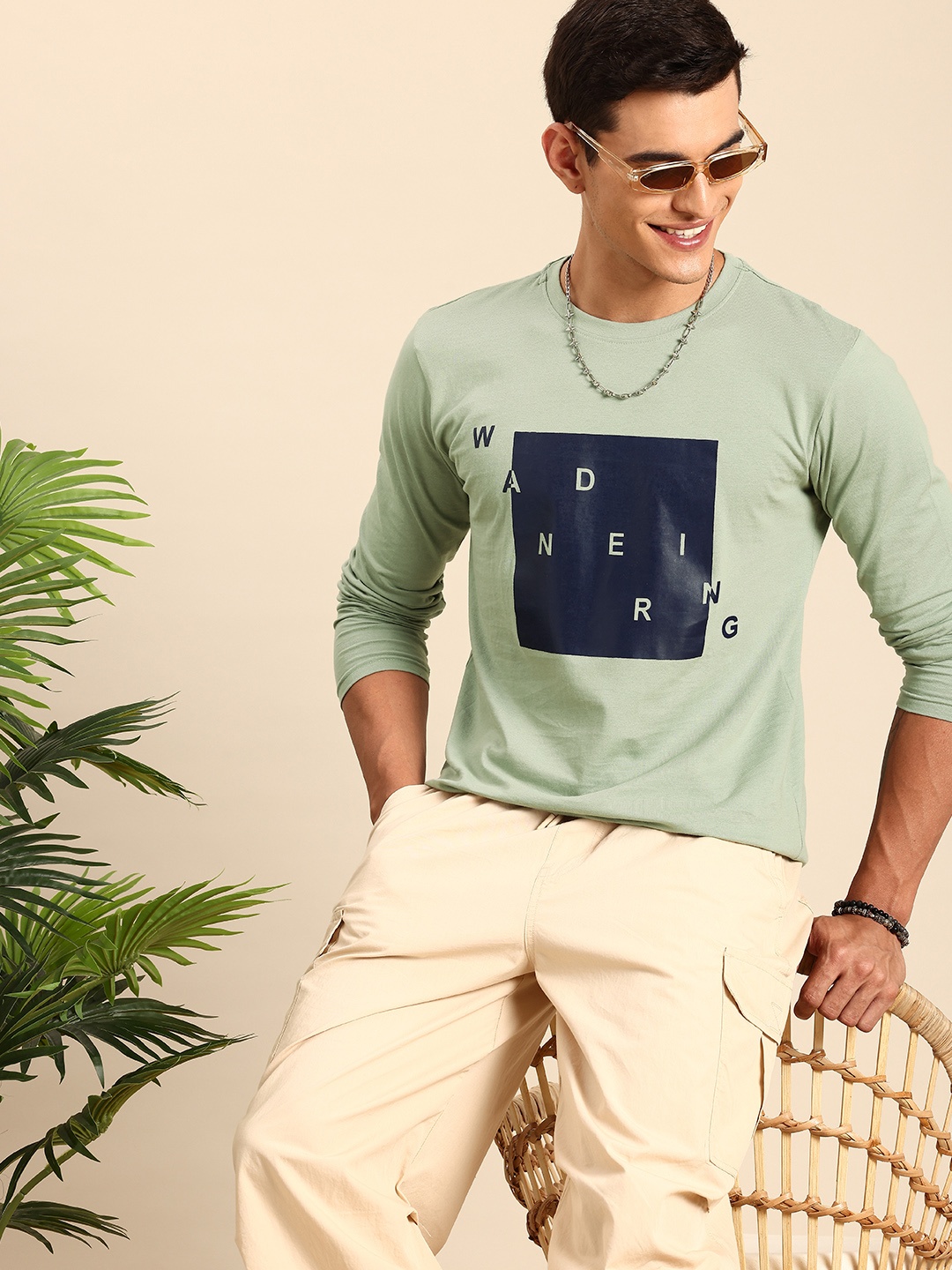 

Mast & Harbour Typography Printed Bio Finish T-shirt, Green