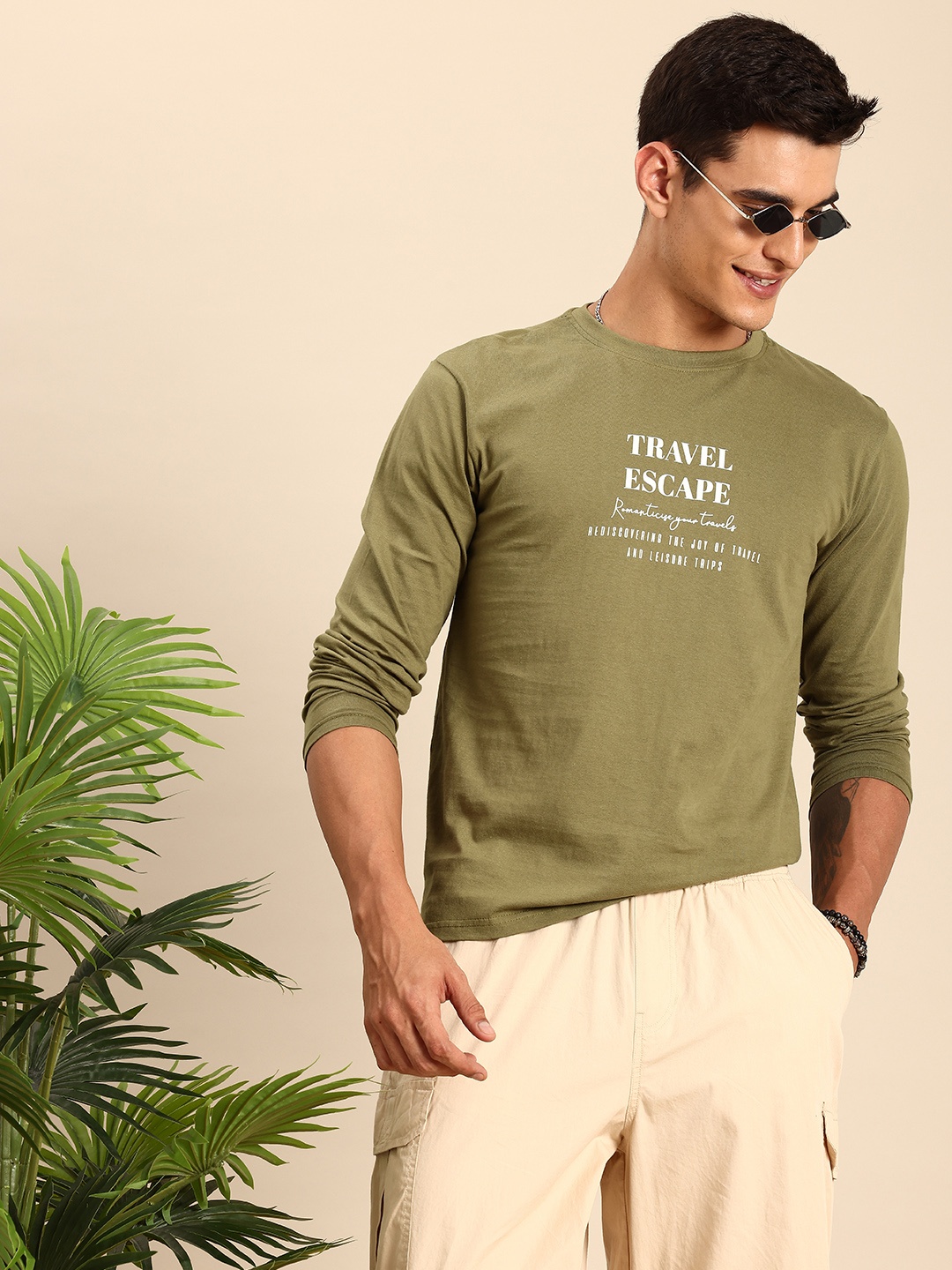 

Mast & Harbour Printed Bio Finish T-shirt, Olive