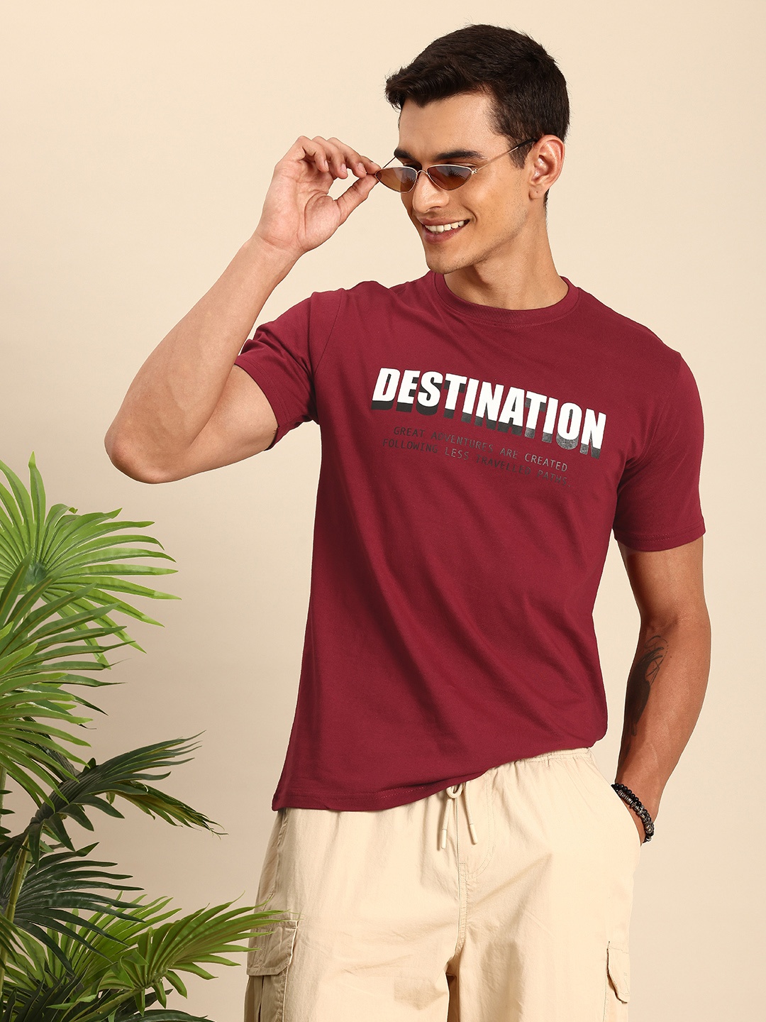 

Mast & Harbour Printed Bio Finish T-shirt, Maroon
