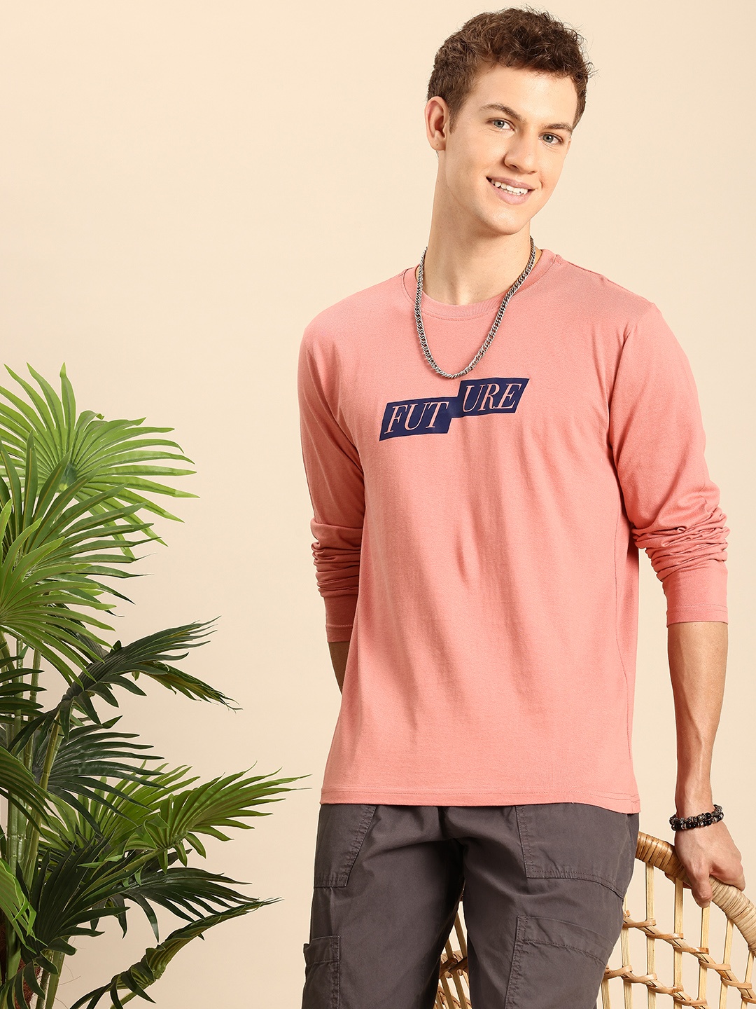 

Mast & Harbour Typography Printed Bio Finish T-shirt, Pink