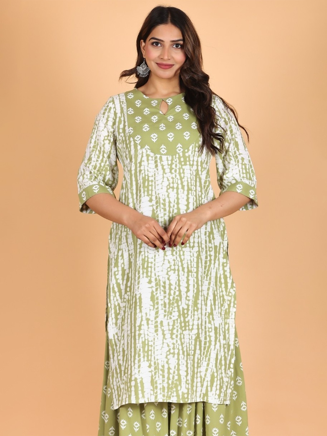 

Aramya Tie-Dye Dyed Round Neck Straight Kurta, Green