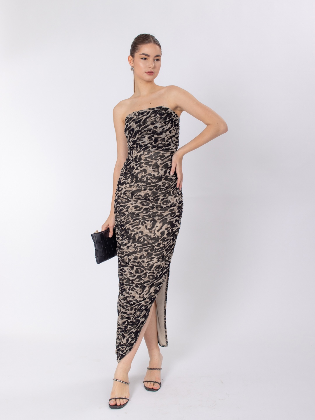 

Stylecast X Hersheinbox Animal Print Bandeau Dress, Black