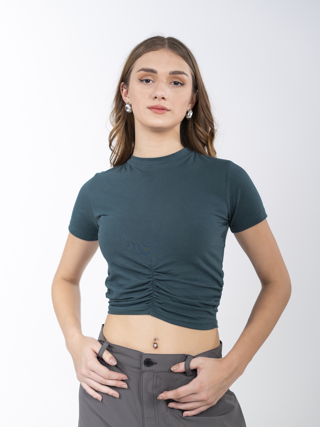 

Stylecast X Hersheinbox Ruched Pure Cotton Top, Teal