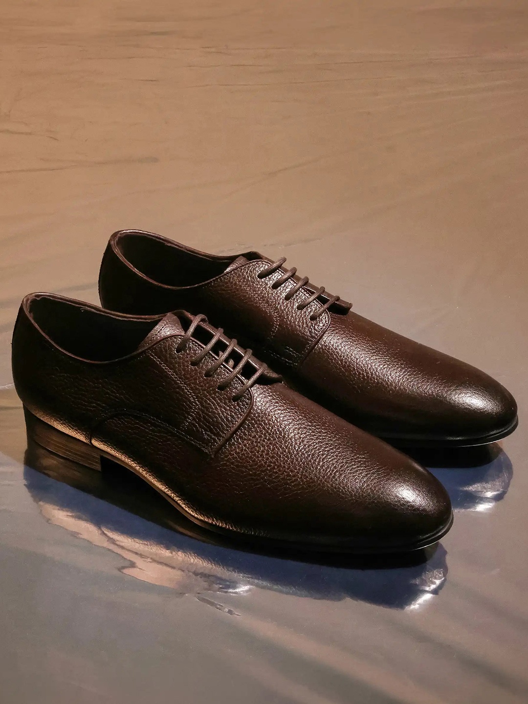 

RARE RABBIT Men Leather Formal Regular Derbys, Brown