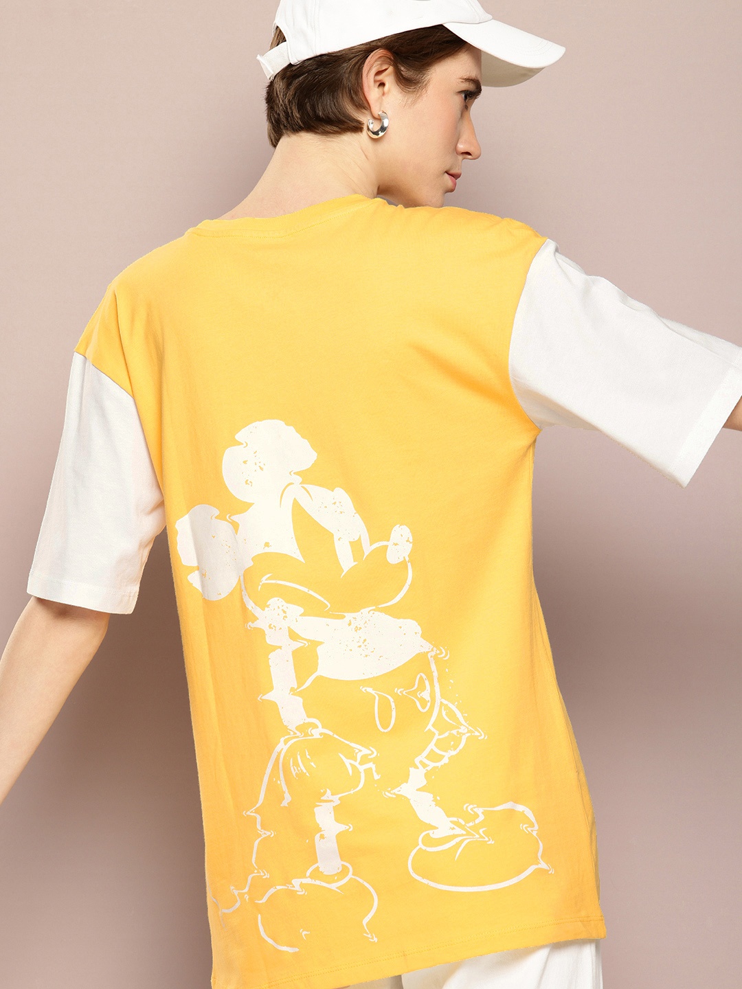 

Kook N Keech Disney Oversized Fit Graphic Printed Pure Cotton T-shirt, Yellow