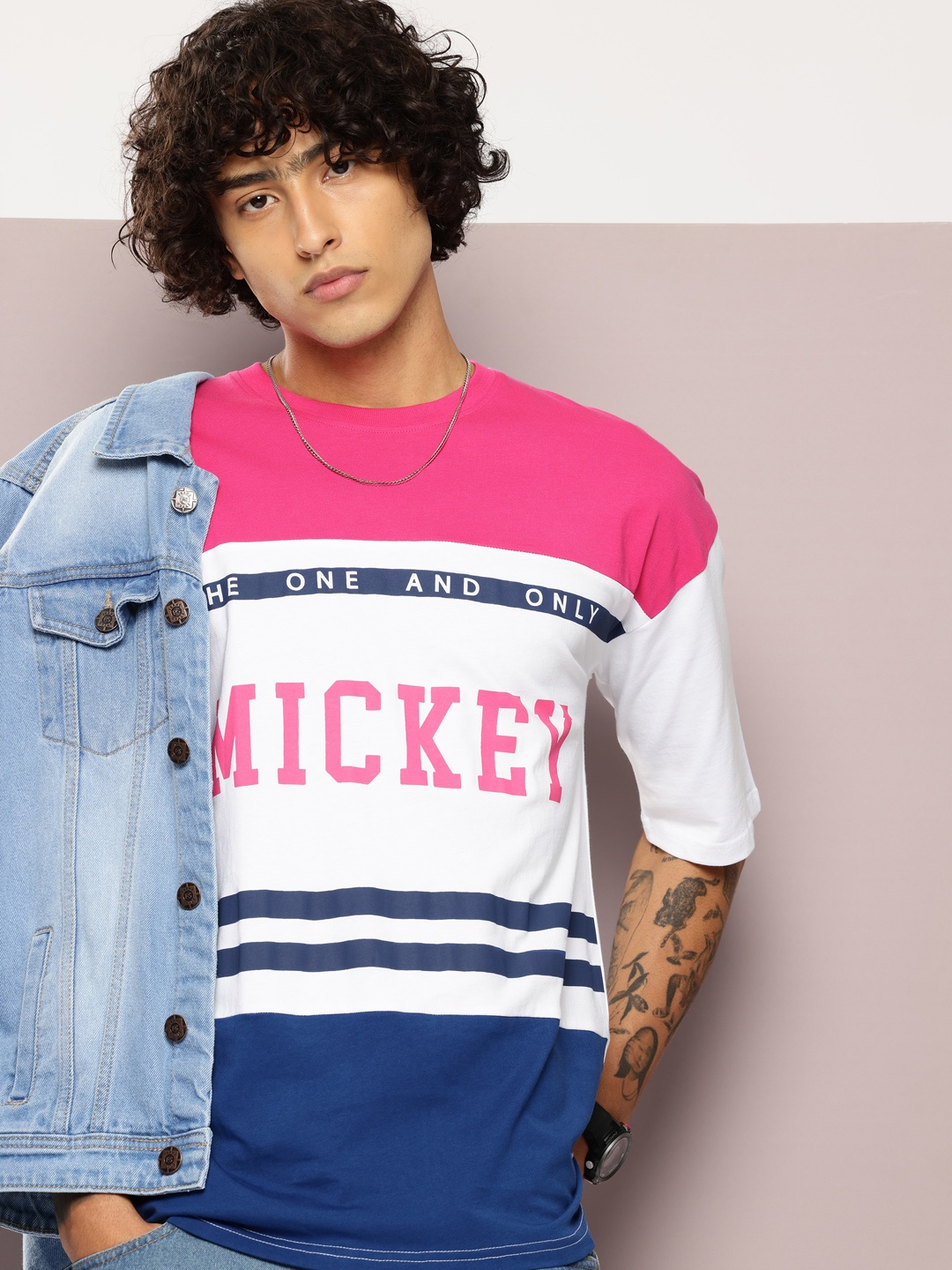 

Kook N Keech Mickey Mouse Printed Drop-Shoulder Sleeves Oversized Pure Cotton T-shirt, Pink