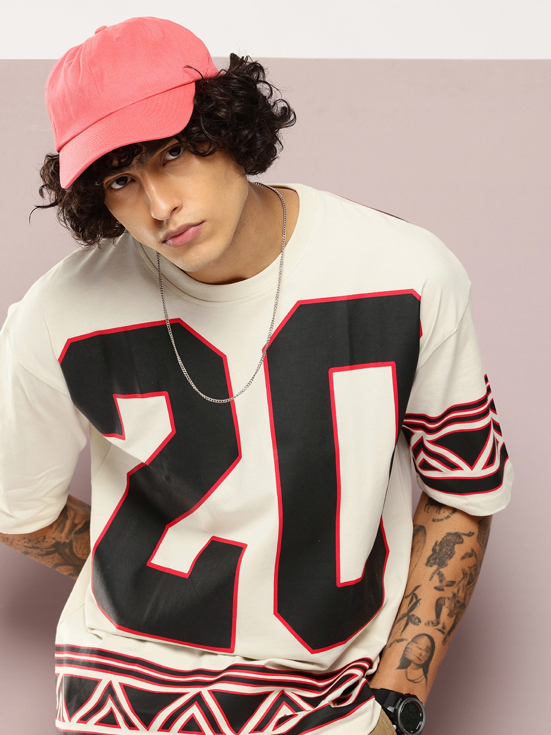 

Kook N Keech Pure Cotton Varsity Printed Oversized T-shirt, Off white