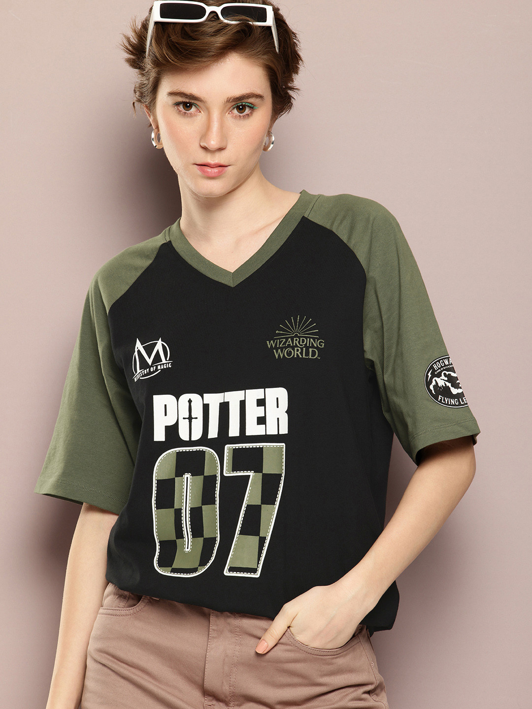 

Kook N Keech Harry Potter Oversized Fit Typography Printed Pure Cotton T-shirt, Black
