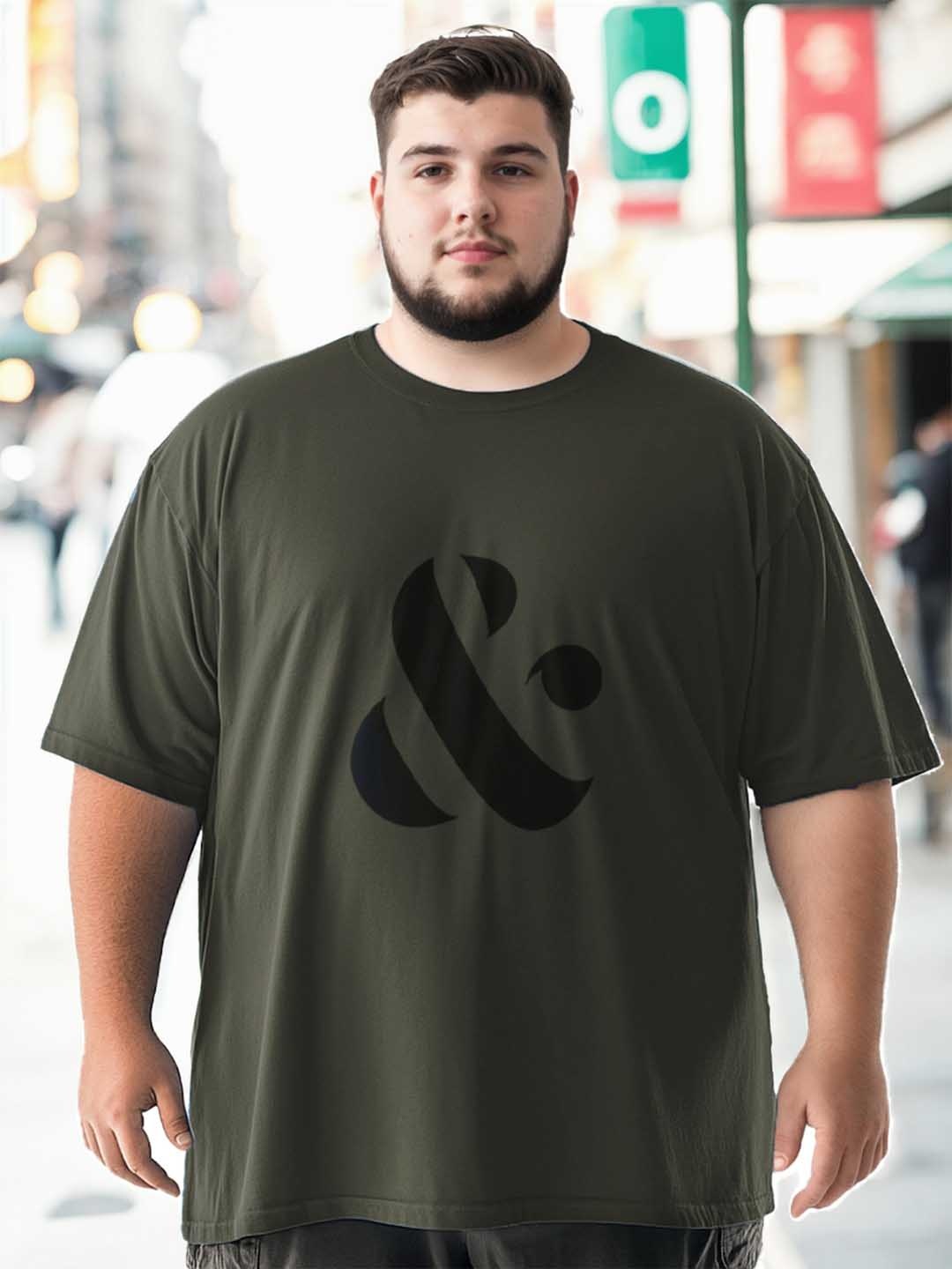 

NOBERO Men Plus Size Oversized Graphic Printed T-shirt, Olive