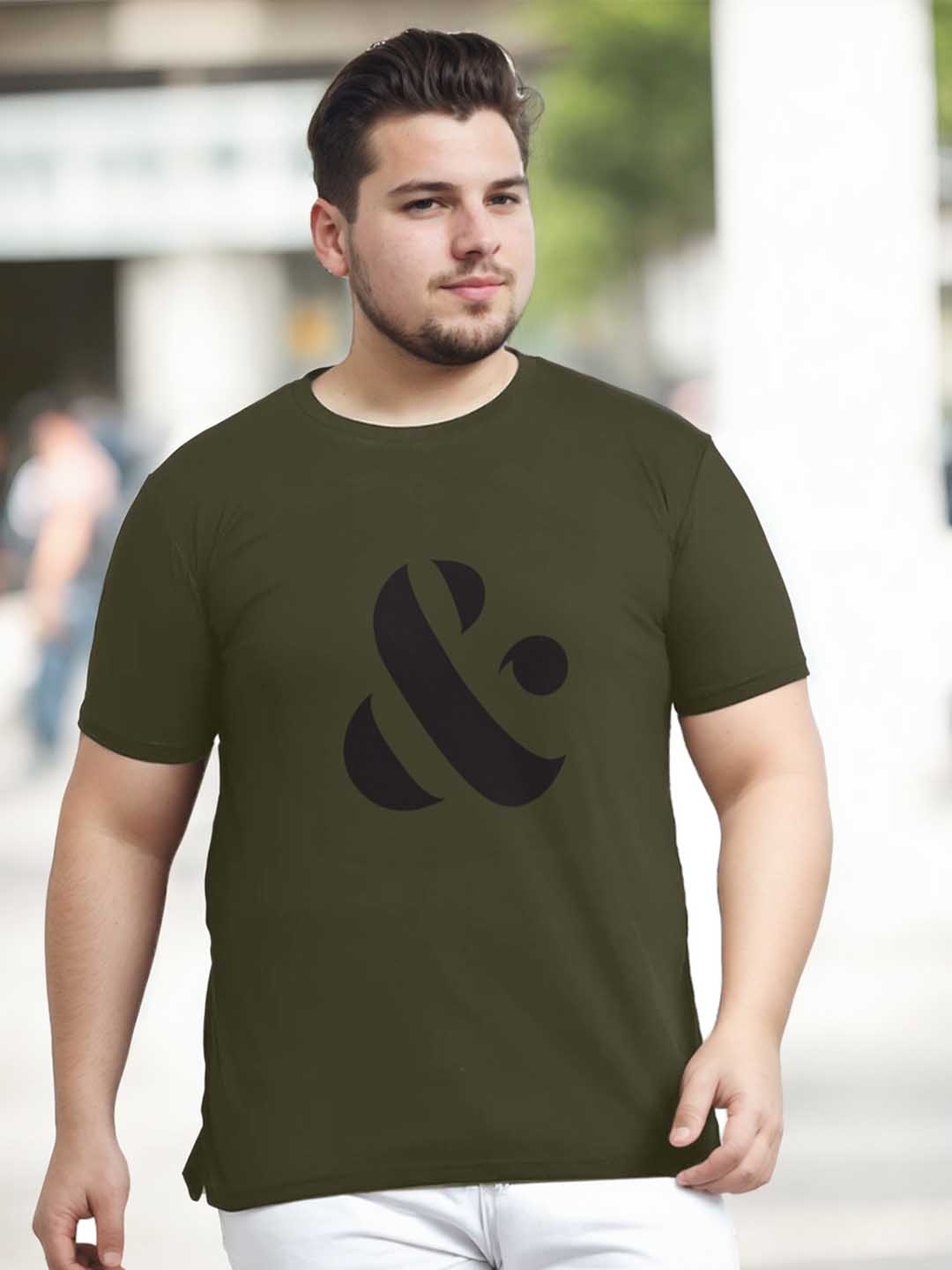 

NOBERO Men Plus Size Graphic Printed T-shirt, Olive