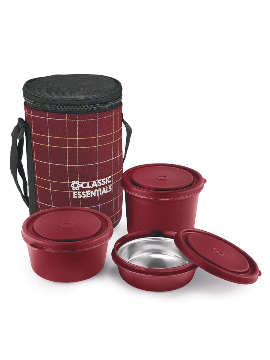 

Classic Essentials Primo Microwave Safe Stainless Steel Lunch Box 1.25 L, Maroon