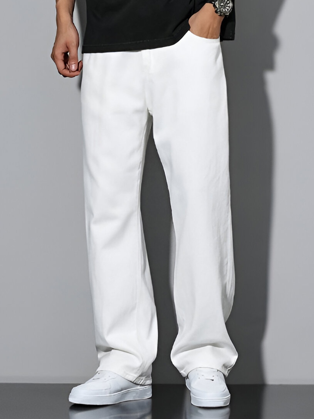

Ben Martin Bm-jj12 Men Jean Wide Leg High-Rise Cotton Stretchable Jeans, White