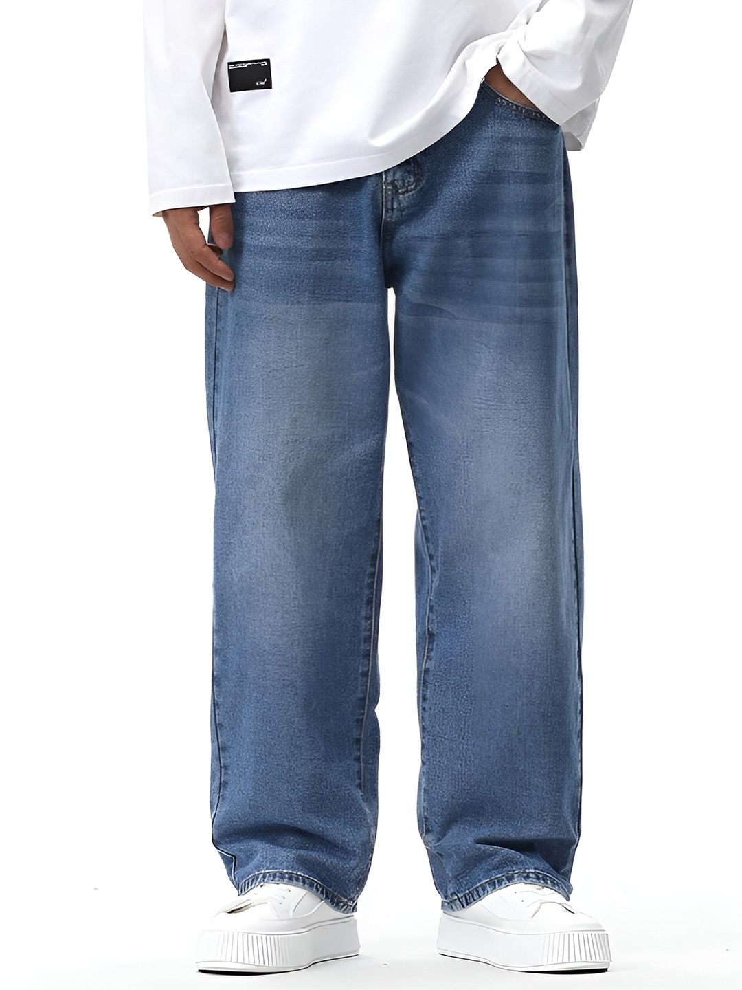 

Ben Martin Men Jean Straight Fit High-Rise Light Fade Stretchable Jeans, Blue