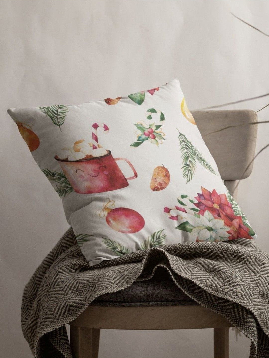 

THEYAYACAFE White & Rust Floral Velvet Square Cushion Covers