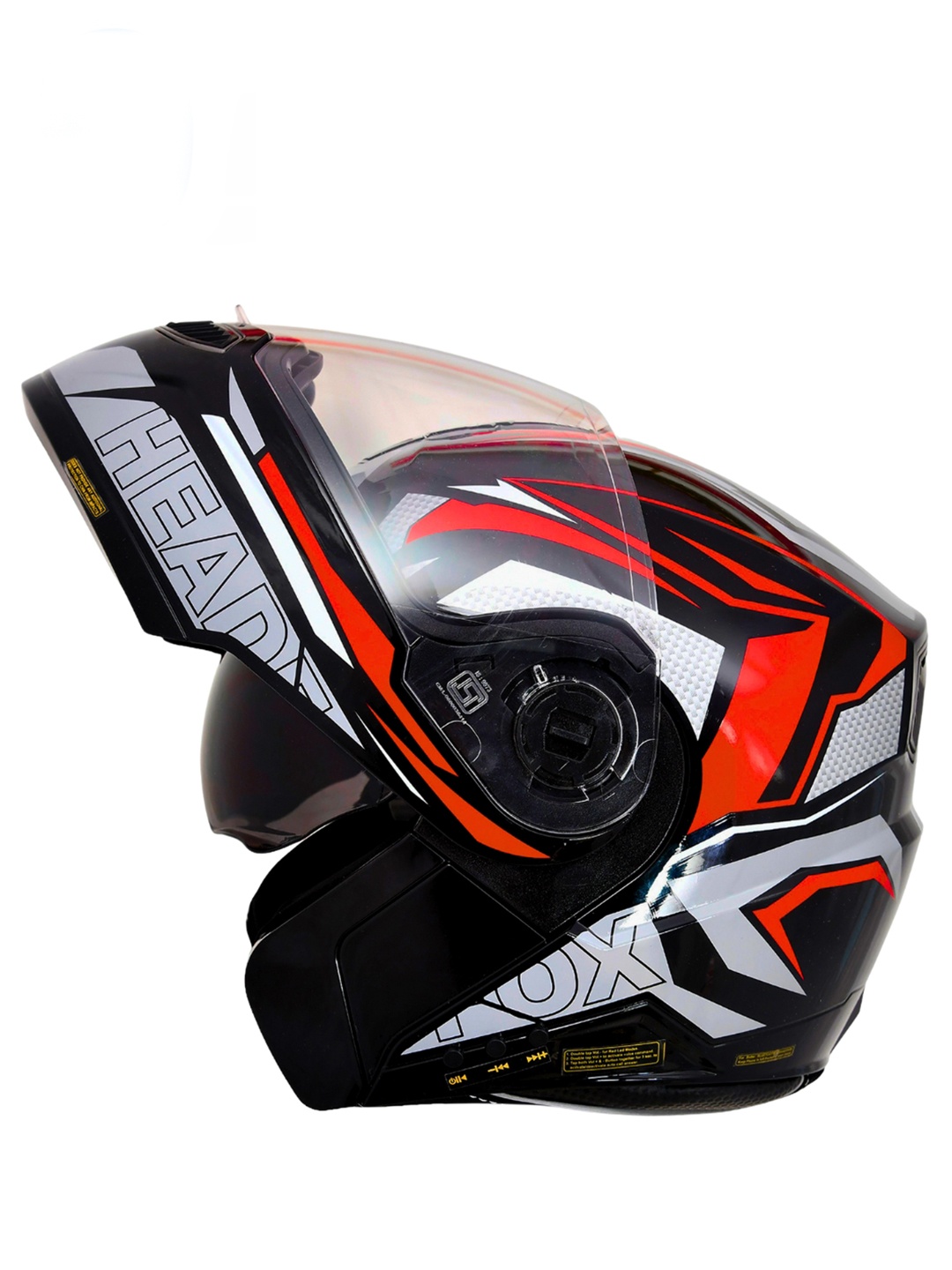 HEADFOX Metro N2 Smart Bluetooth With Flash Lights Calls Music Voice Asst. DV Helmet, Red