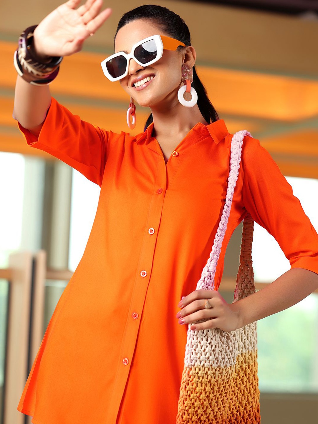 

Libas Shirt Collar Tunic, Orange