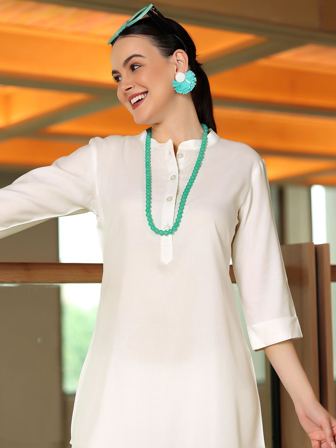 

Libas Mandarin Collar Tunic, Off white