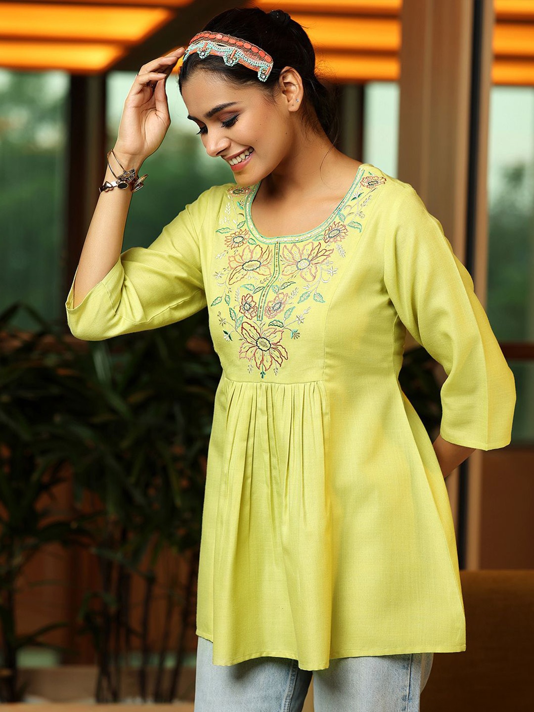 

Libas Embroidered Tunic, Lime green