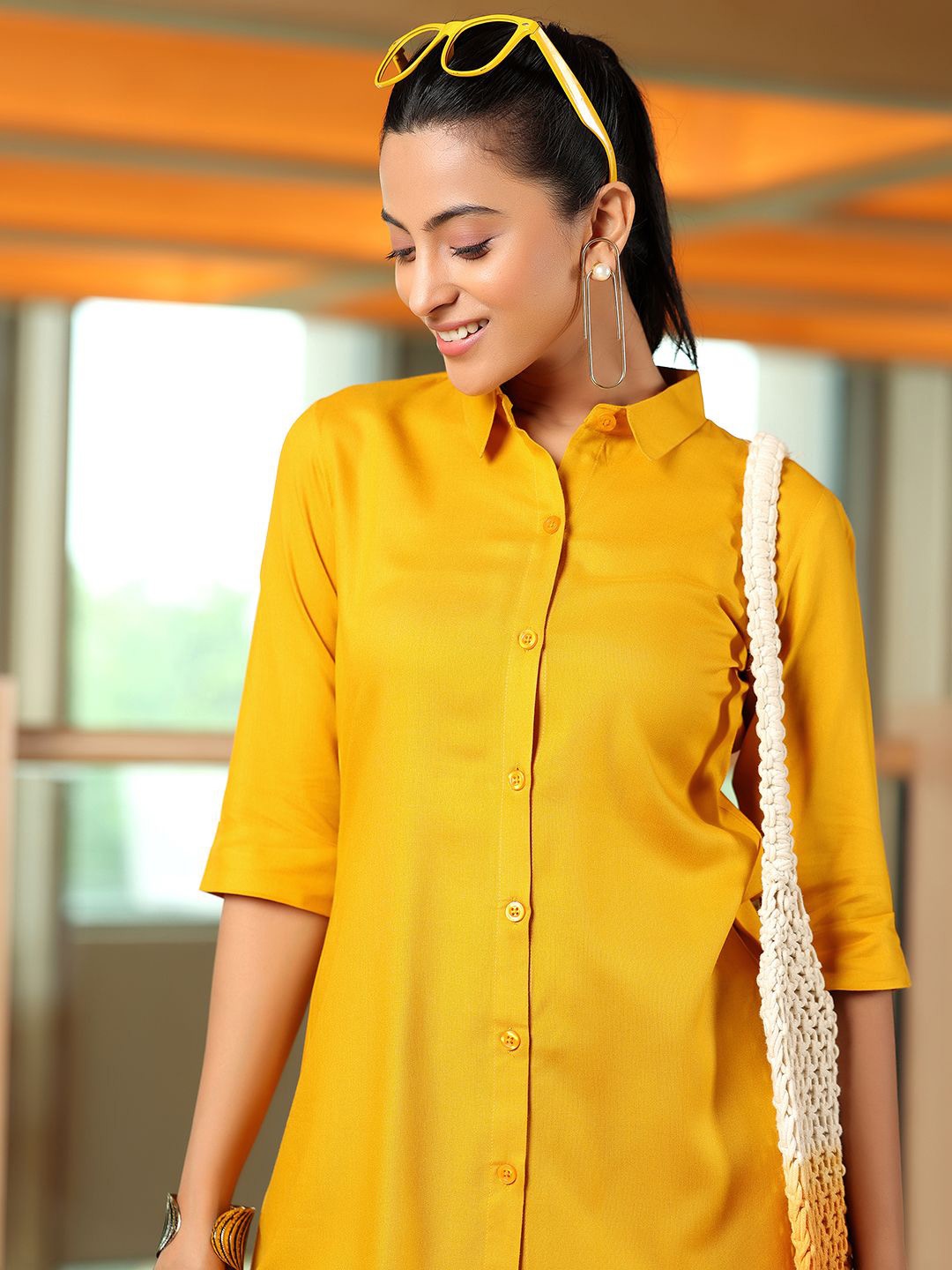 

Libas Shirt Collar Tunic, Mustard