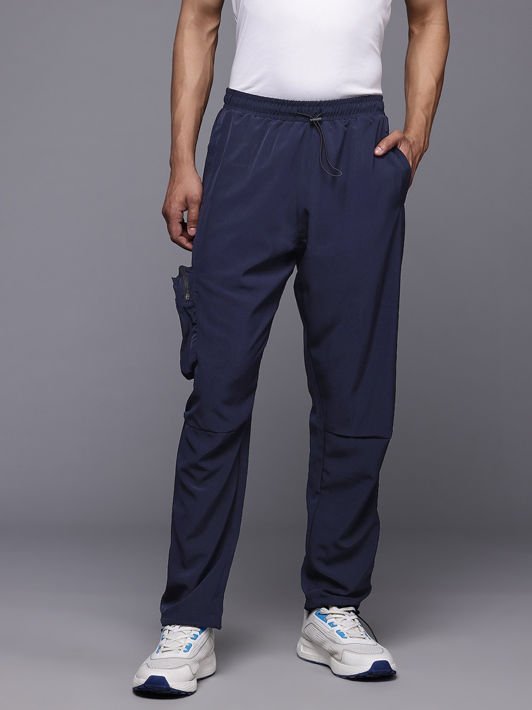 

HRX by Hrithik Roshan Men Lifestyle Cargo Style Track Pants, Navy blue
