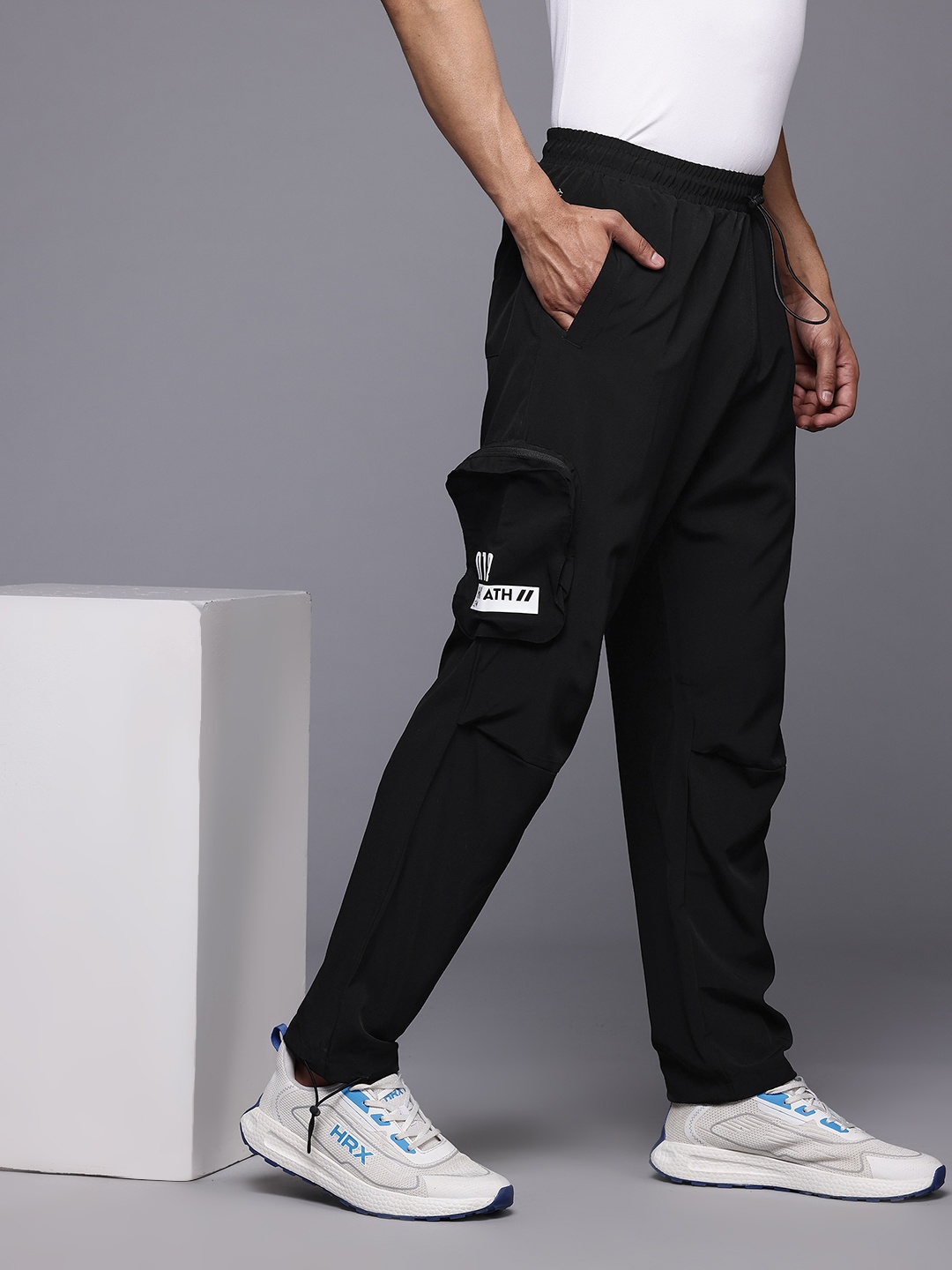 

HRX by Hrithik Roshan Men Lifestyle Cargo Style Track Pants, Black