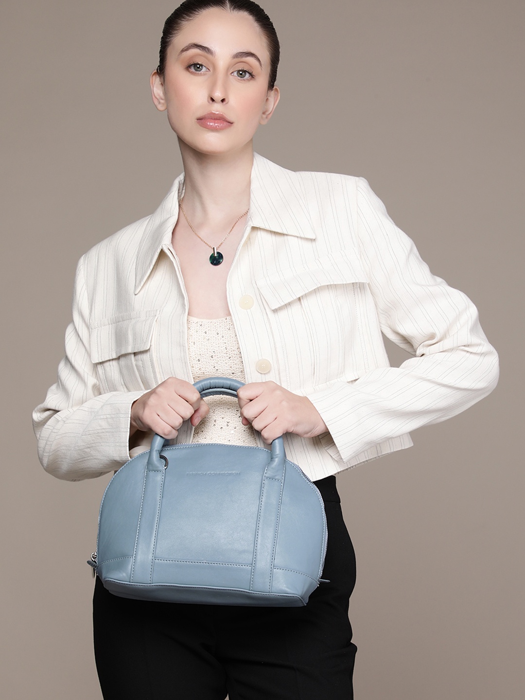 

French Connection Structured Handheld Bag, Blue
