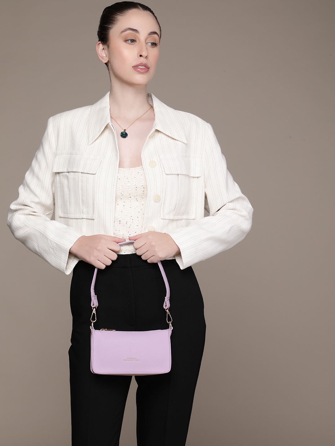 

French Connection Structured Shoulder Bag, Purple