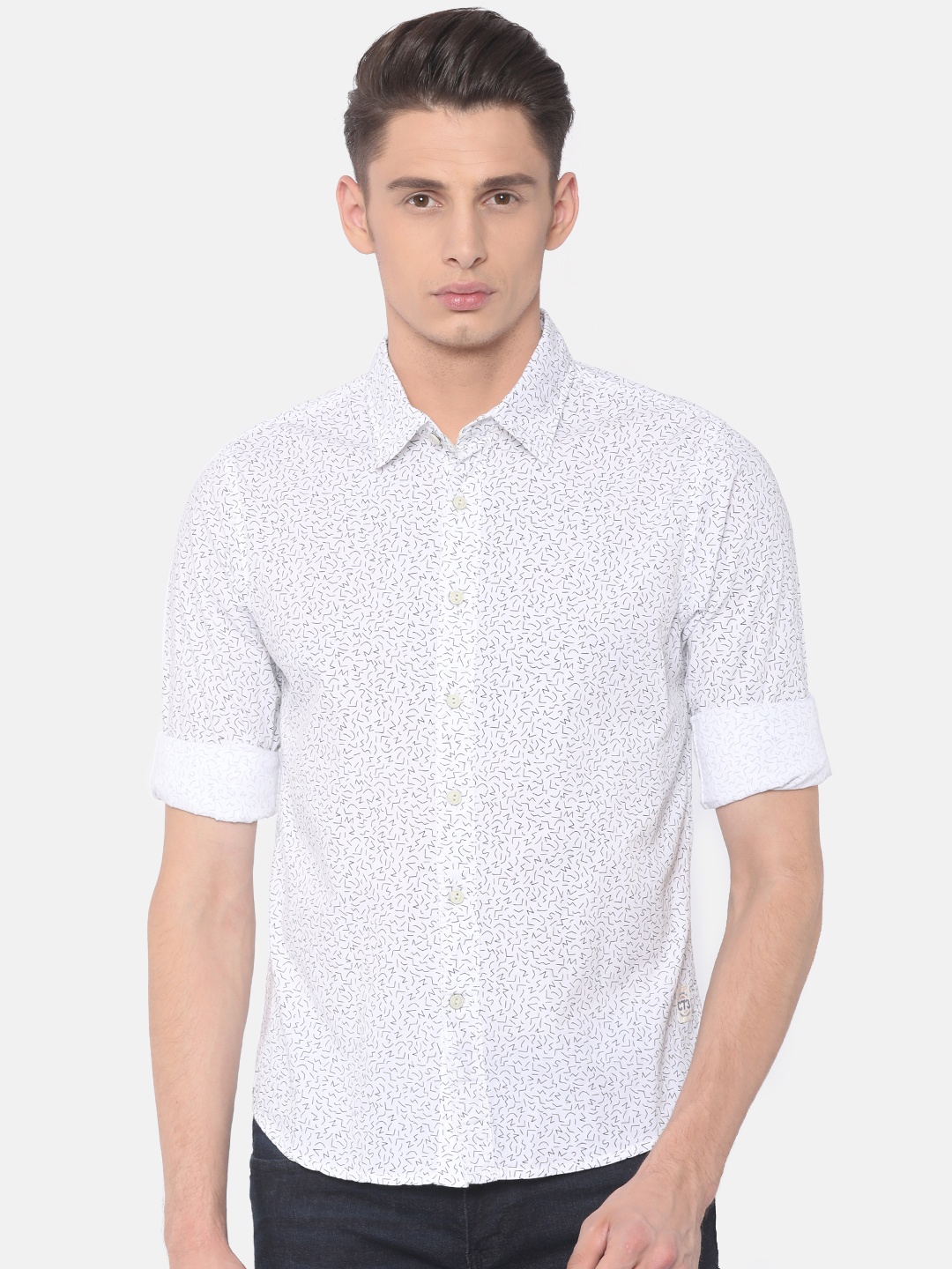 

Cherokee Men White Contemporary Regular Fit Printed Casual Shirt