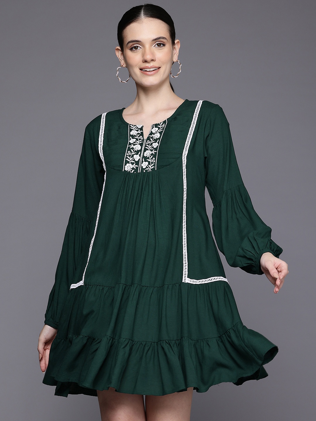 

Ironic Creation Embroidered A-Line Mini Dress, Green