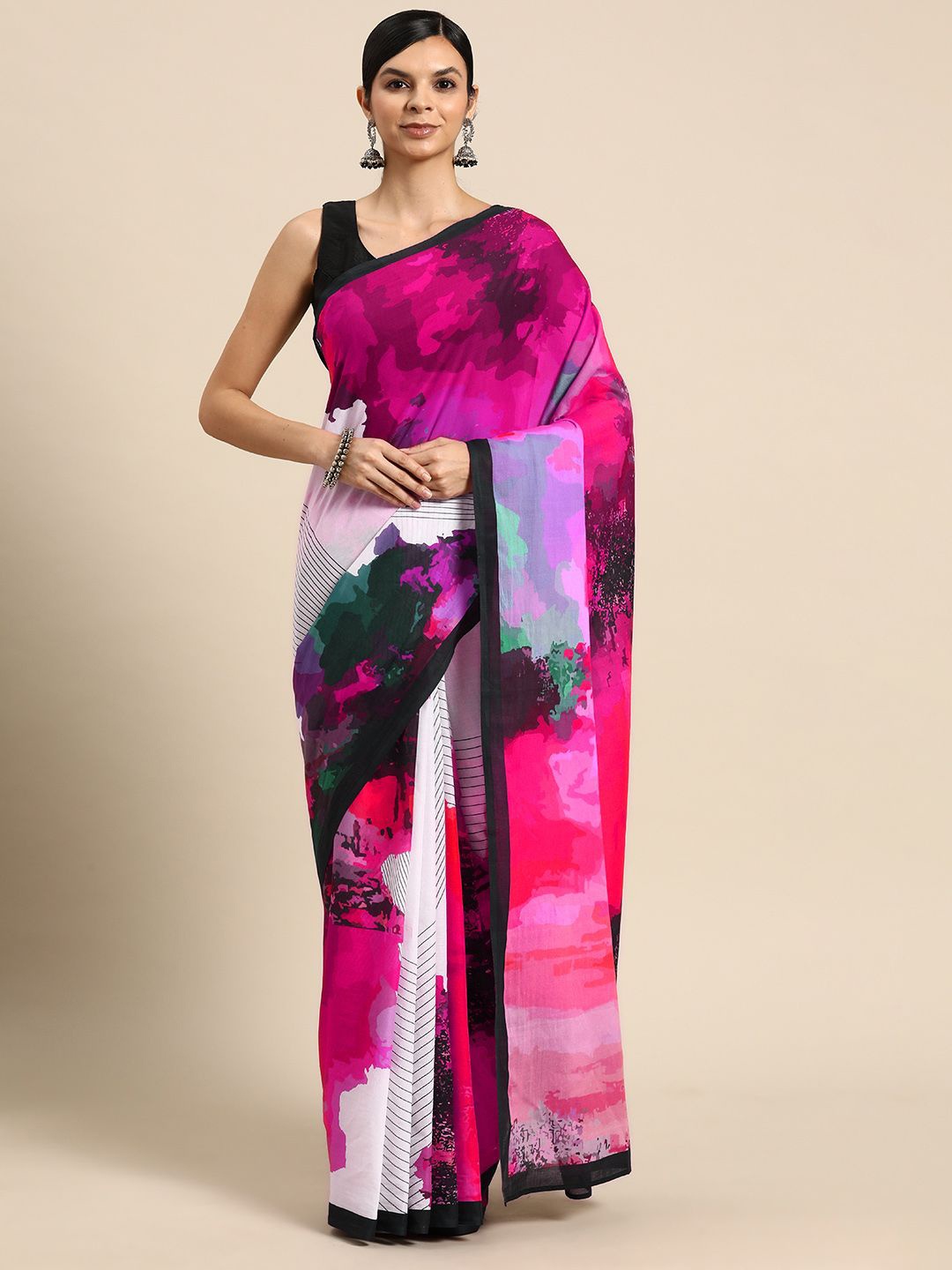 

BUTA BUTI Pure Cotton Saree, Pink