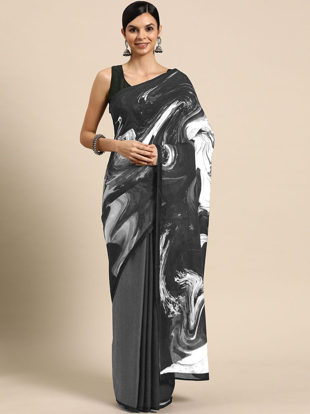 

BUTA BUTI Pure Cotton Printed Saree, Grey
