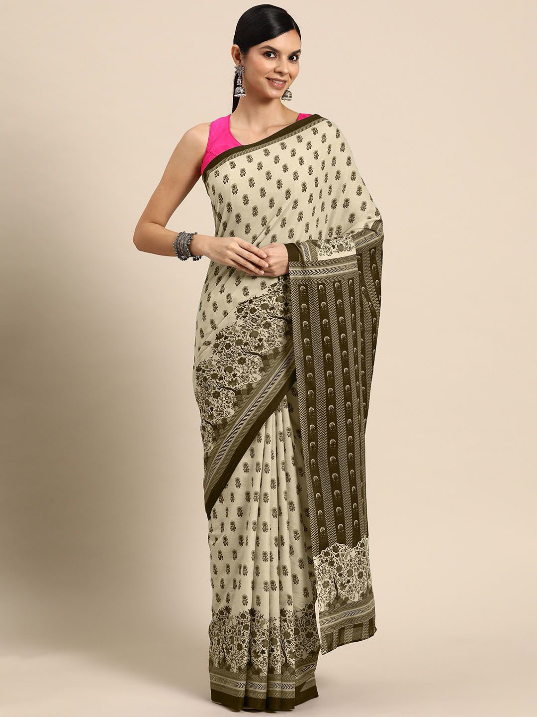 

BUTA BUTI Ethnic Motifs Cotton Saree, Yellow