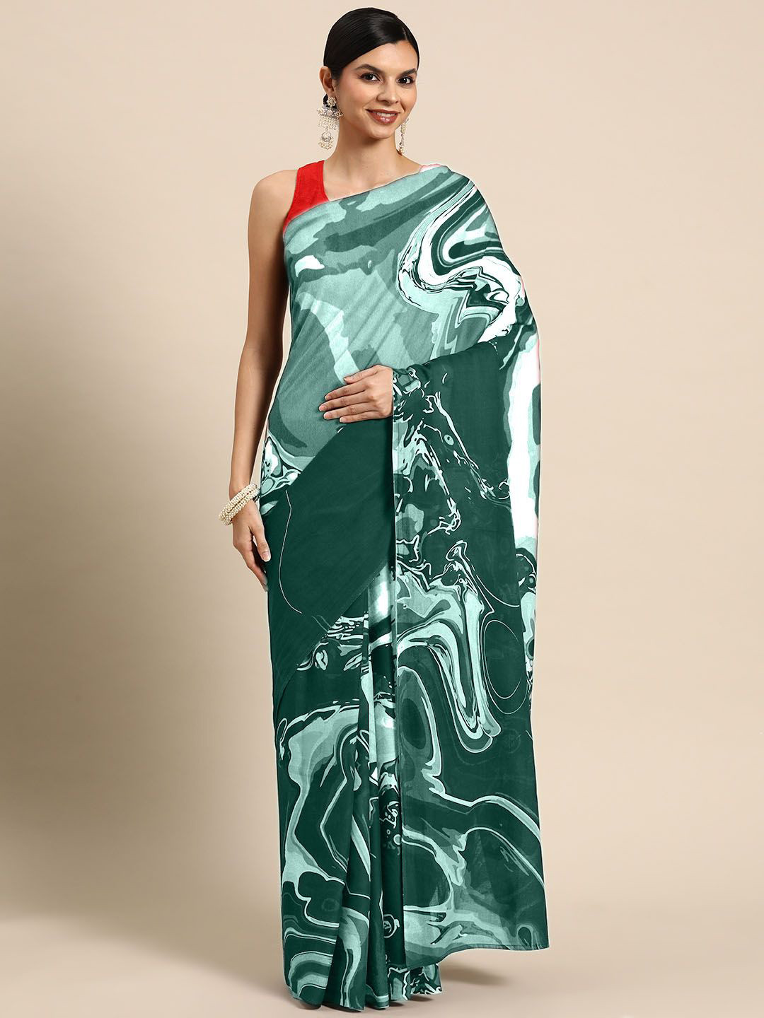 

BUTA BUTI Pure Cotton Printed Saree, Sea green