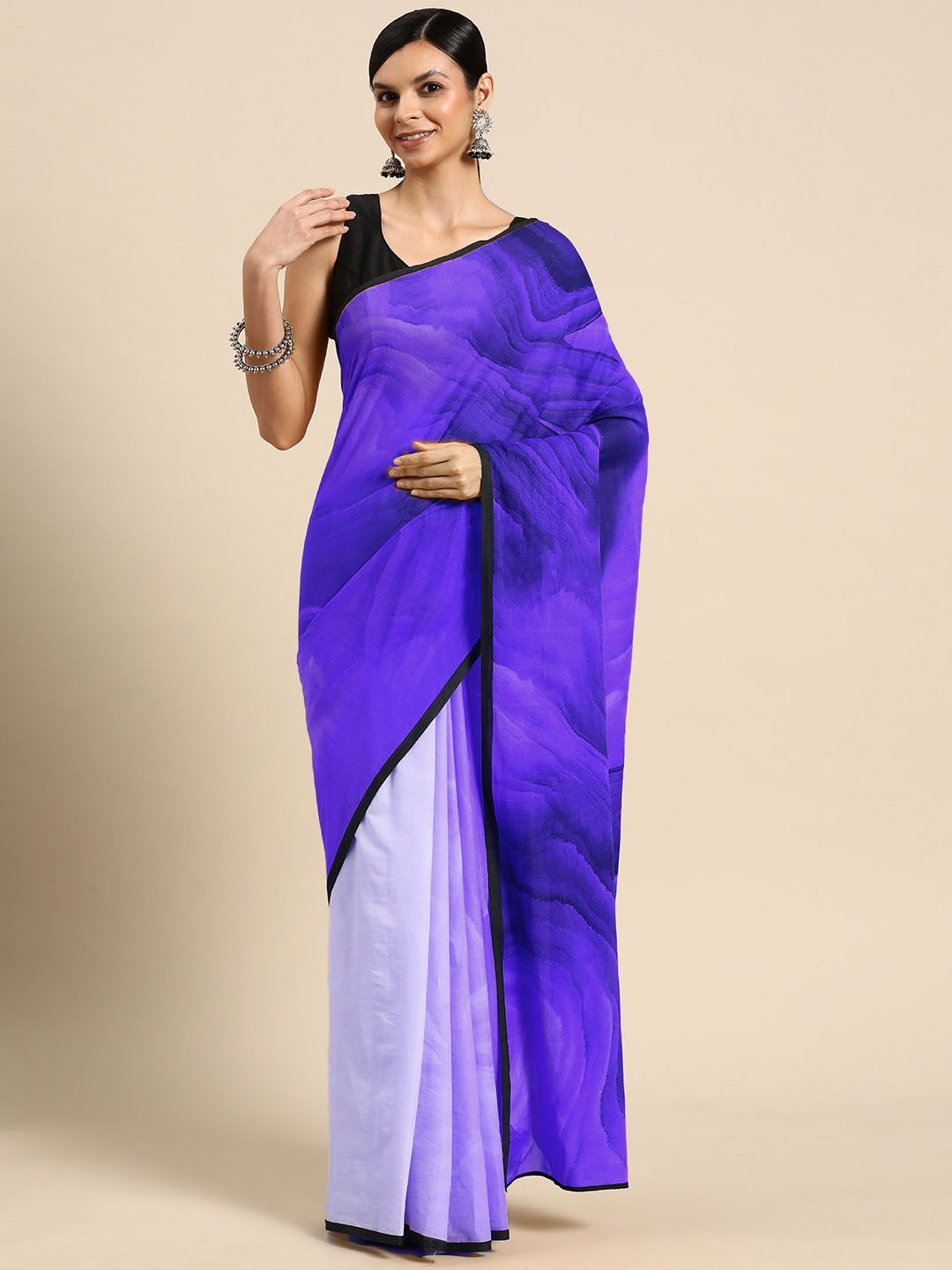 

BUTA BUTI Pure Cotton Saree, Navy blue