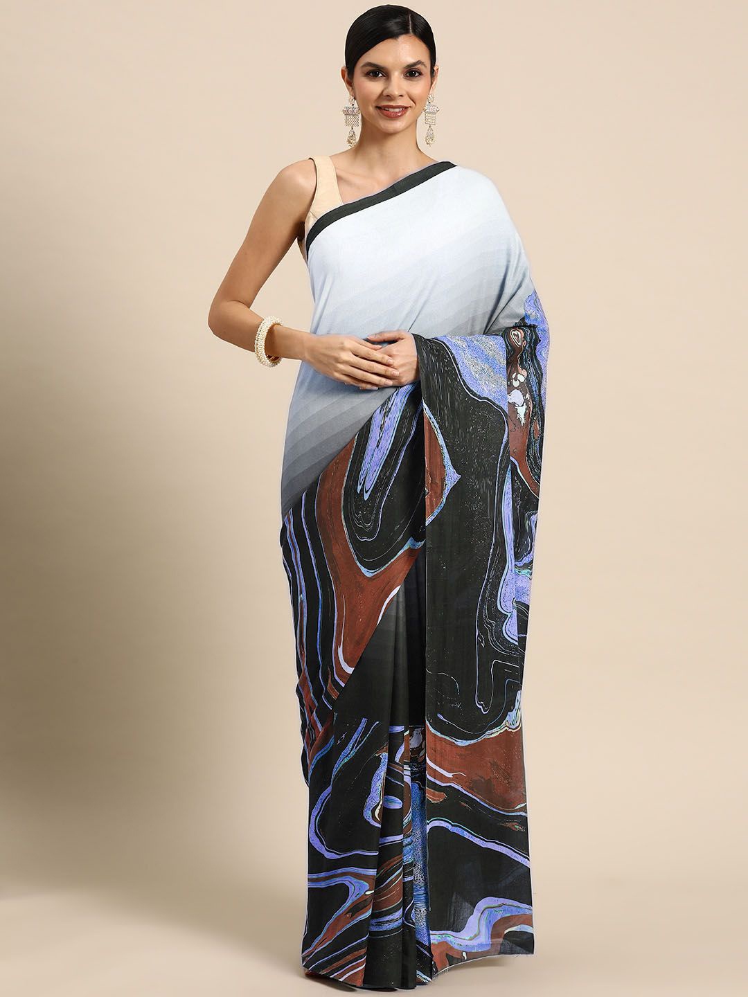 

BUTA BUTI Abstract Printed Cotton Saree, Red
