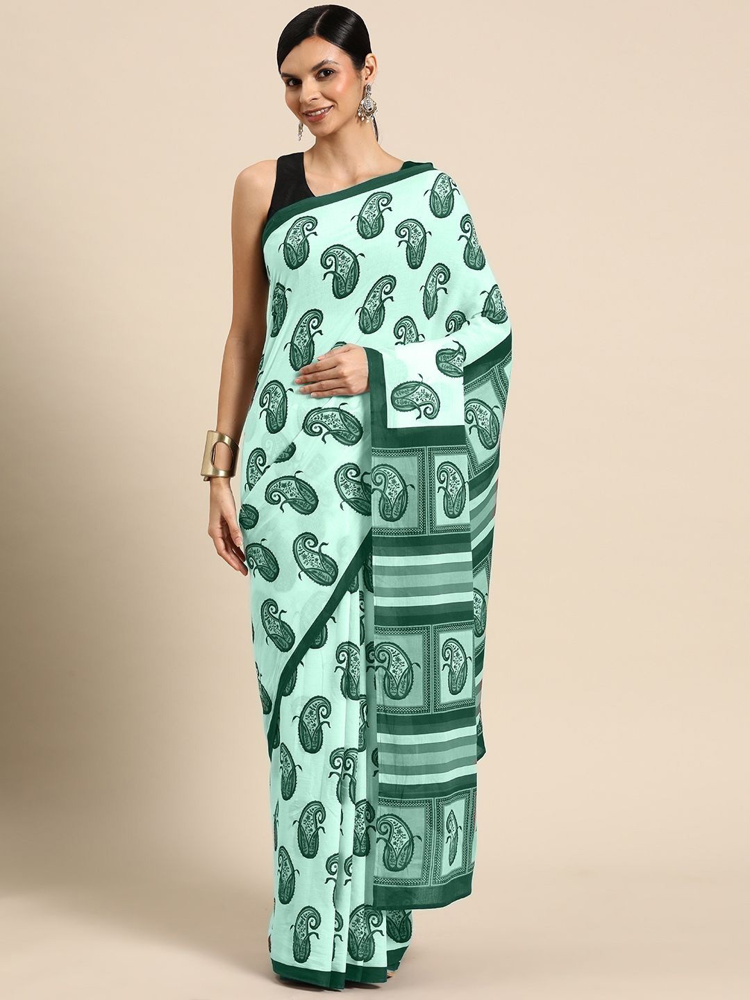 

BUTA BUTI Cotton Blend Saree, Sea green